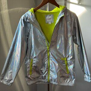 Cat & Jack shiny silver rain coat Boys size L